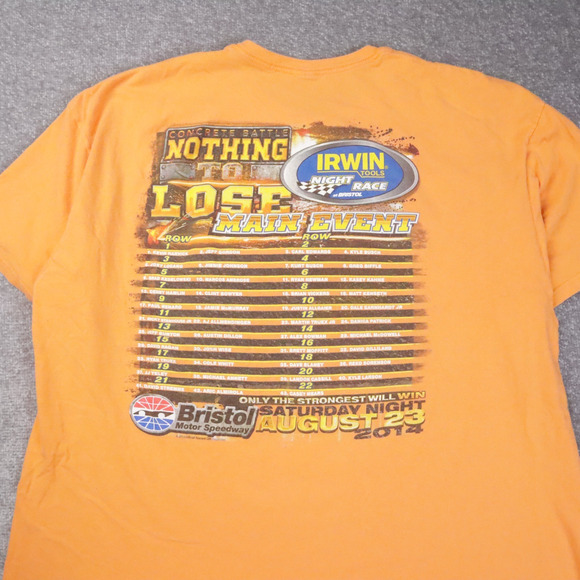 2014 Bristol Motor Speedway Race Cars 2XL Orange Short Sleeve T-Shirt - Picture 10 of 10